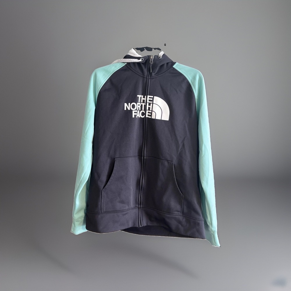 THE NORTH FACE XL  Black/Mint Long Sleeve Full Zip Hoodie Jacket